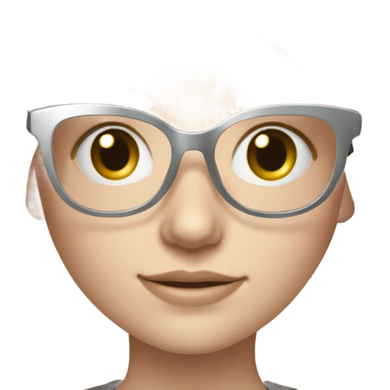 Real blonde girl with grey eyes in silver square glasses tacking a picture with sony camera  emoji