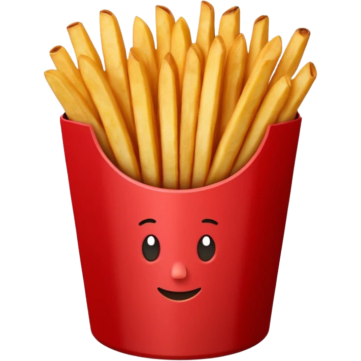simple red fries container with fries inside, no faces, no logos, no extras, just the container and fries, stylized emoji