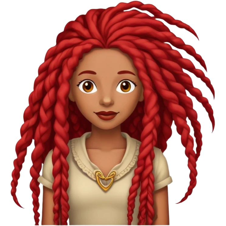 Afrolatina with long red deadlocs with curls at the ends celebrating something exciting emoji