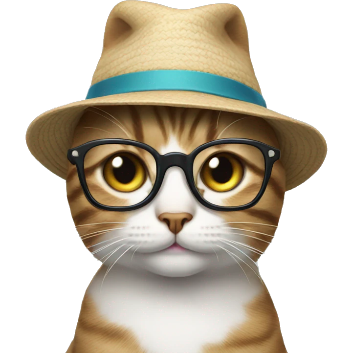 Cat with glasses and hat  emoji