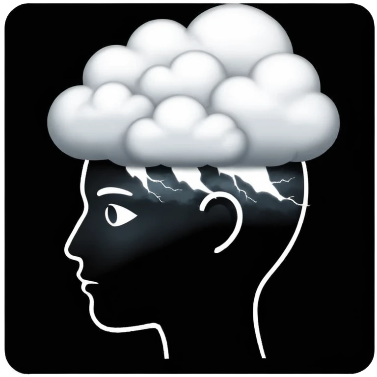 silhouette of a head with a storm cloud inside emoji