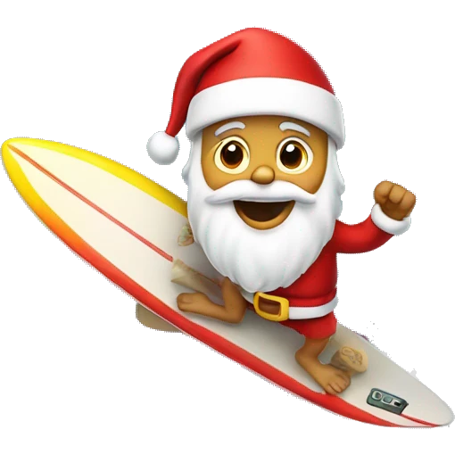 Santa on a surfboar emoji