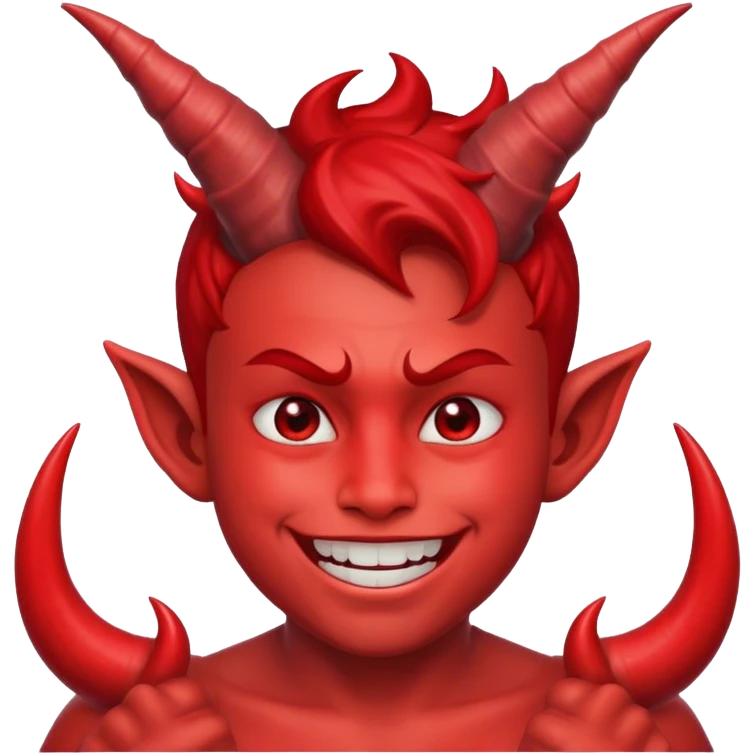 smiling boy with demon horns with red face emoji