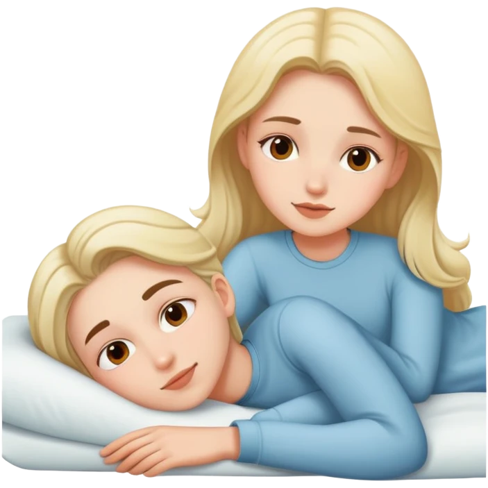 A girl laying down with a man in the back emoji