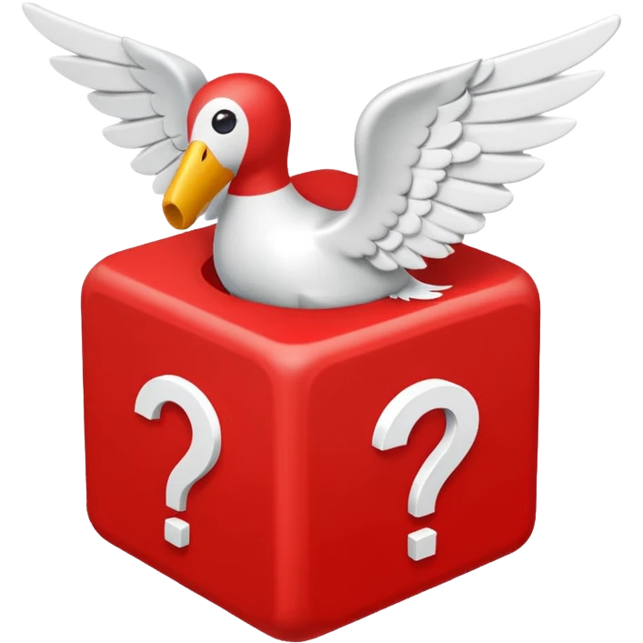 red being the block itself while the white parts are the question marks which are used in all of the lucky blocks, corners, and face. It has 2 white wings on each side emoji