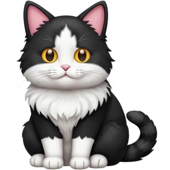 A black colored bicolor cat emoji full body emoji