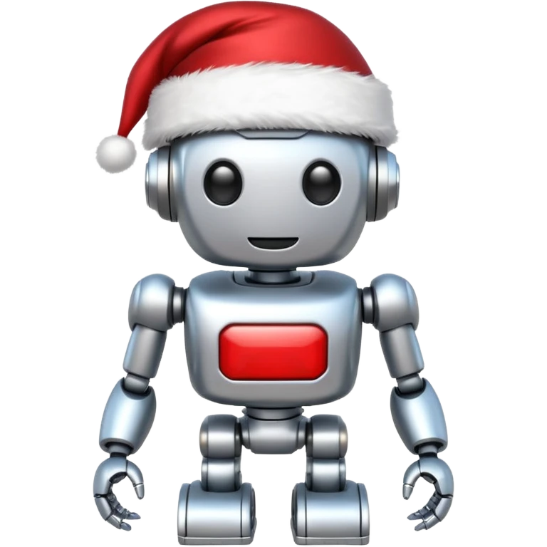 silver color robot a santa hat  emoji