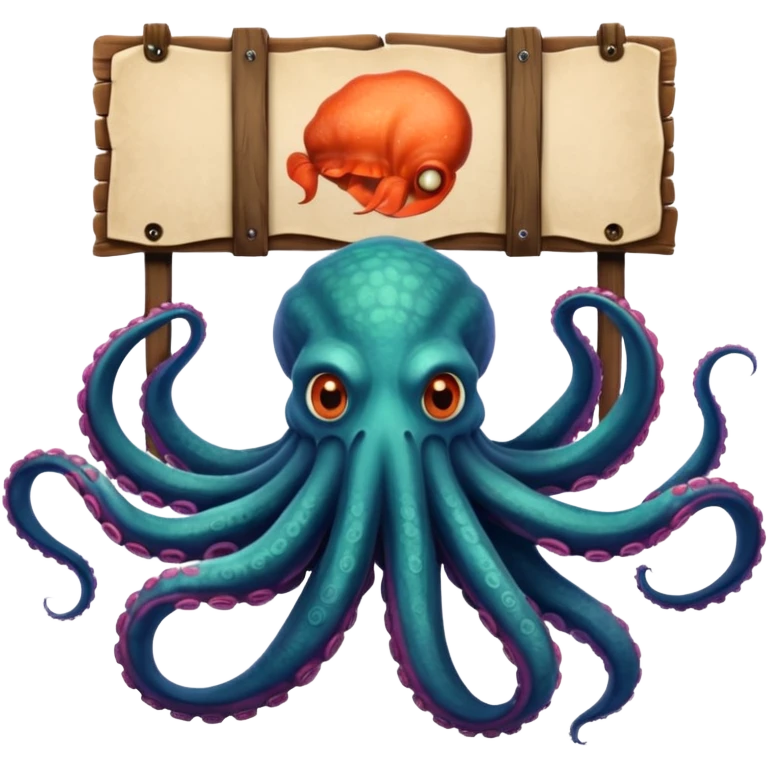 Kraken holding a large blank sign emoji