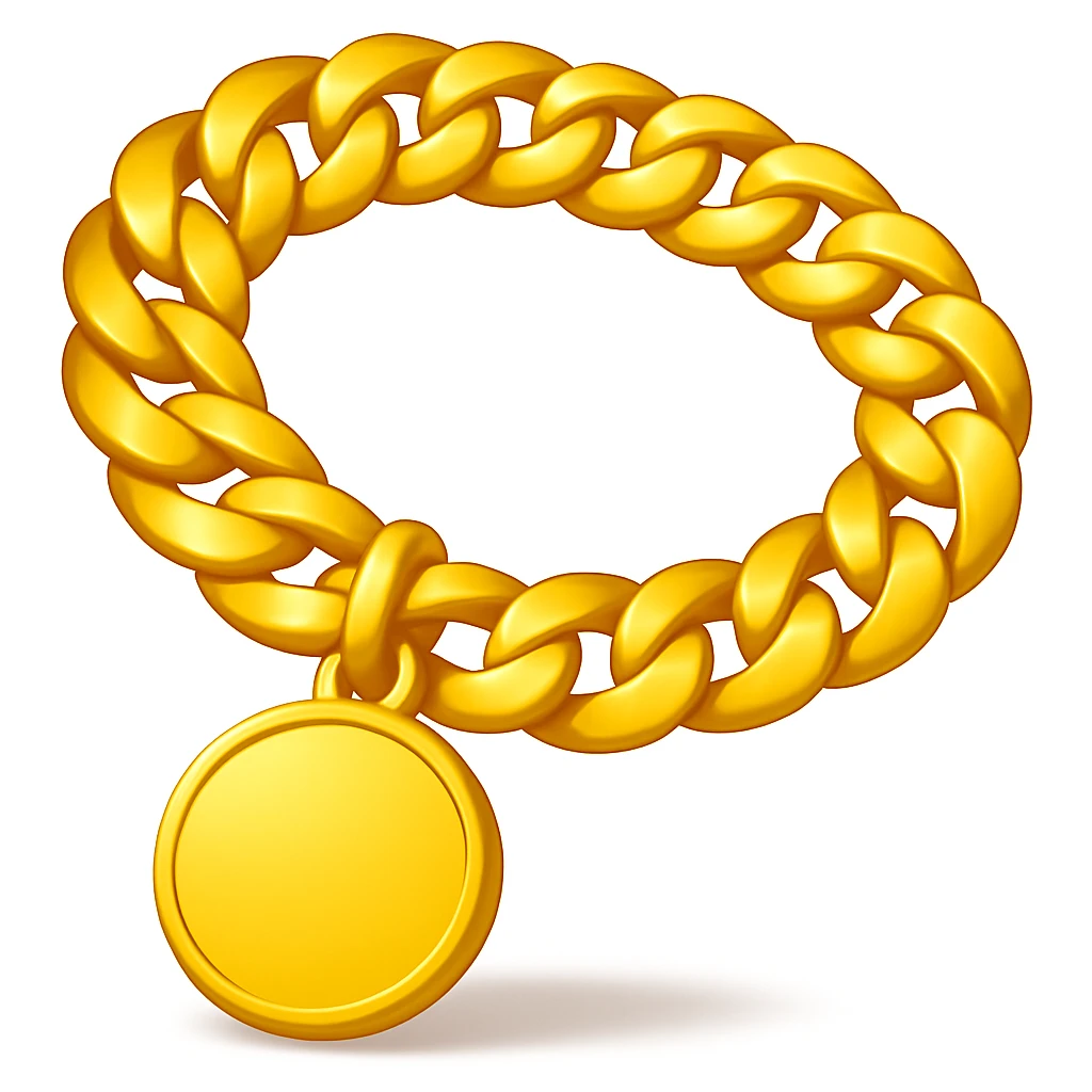 Keep the image exactly like the reference but make the circle pendant blank, in iOS emoji style. Add a soft shadow. All other details and style should remain the same. emoji