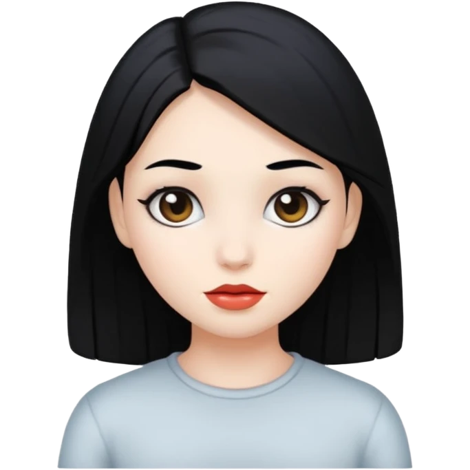 Girl with white skin and black hair  emoji