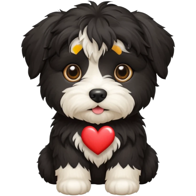 Black havanese puppy with heart eyes emoji