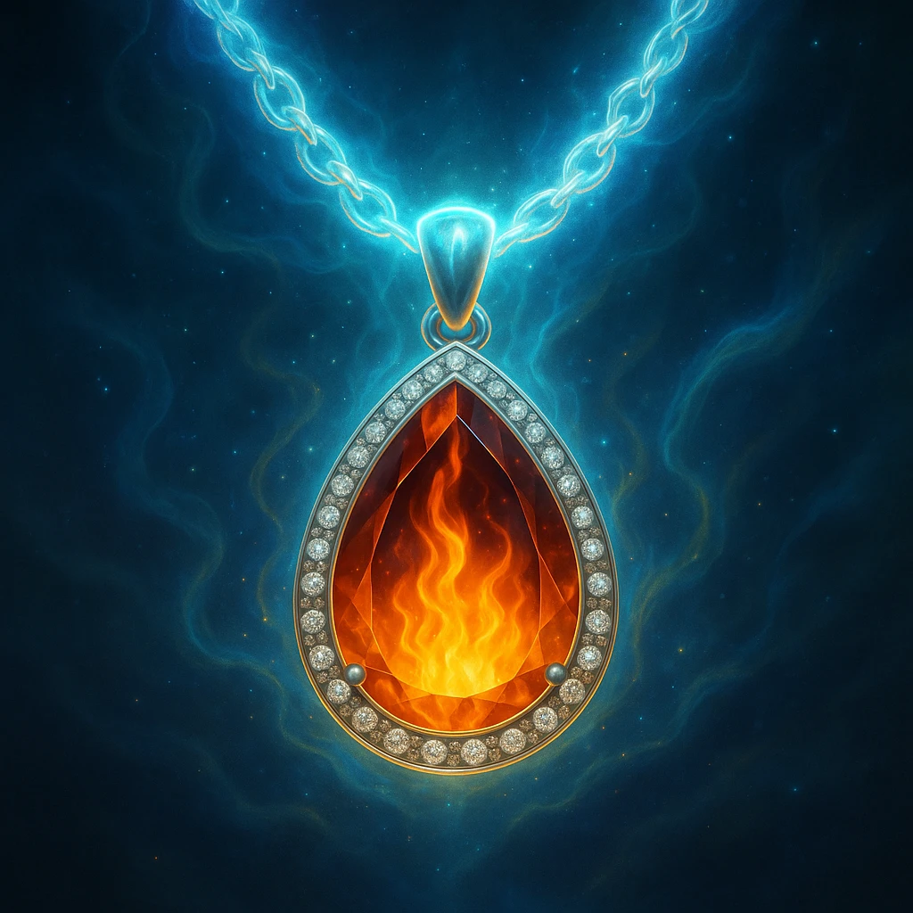 Make the necklace floating and ethereal, with a glowing aura emoji