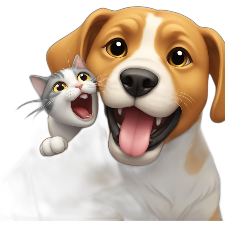 Cat biting dog emoji