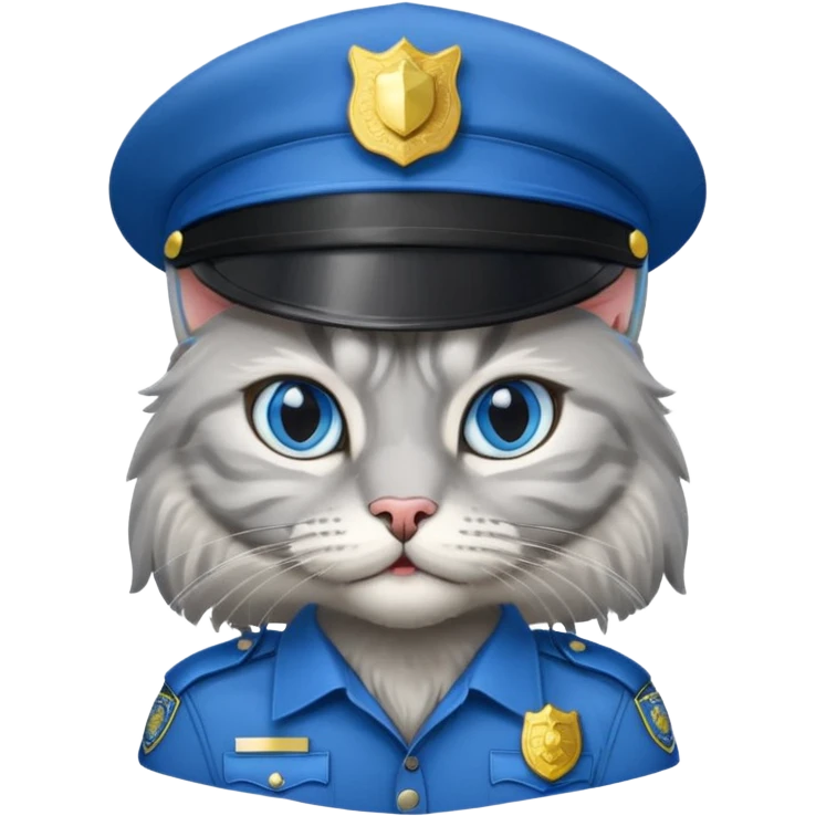 grey long-haired cat police emoji