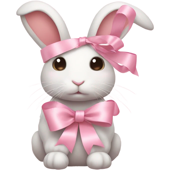 pastel pink ribbons with rabbit  emoji