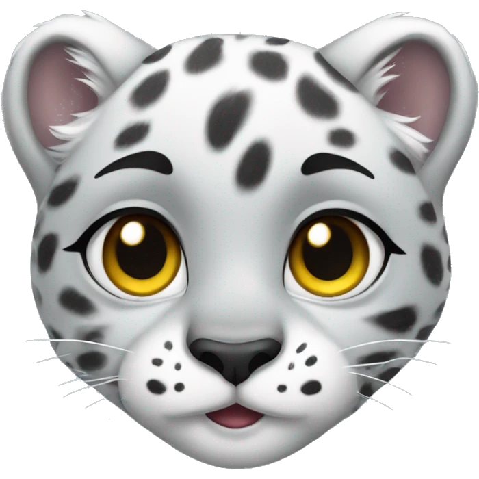 cute snow leopard shows a heart emoji