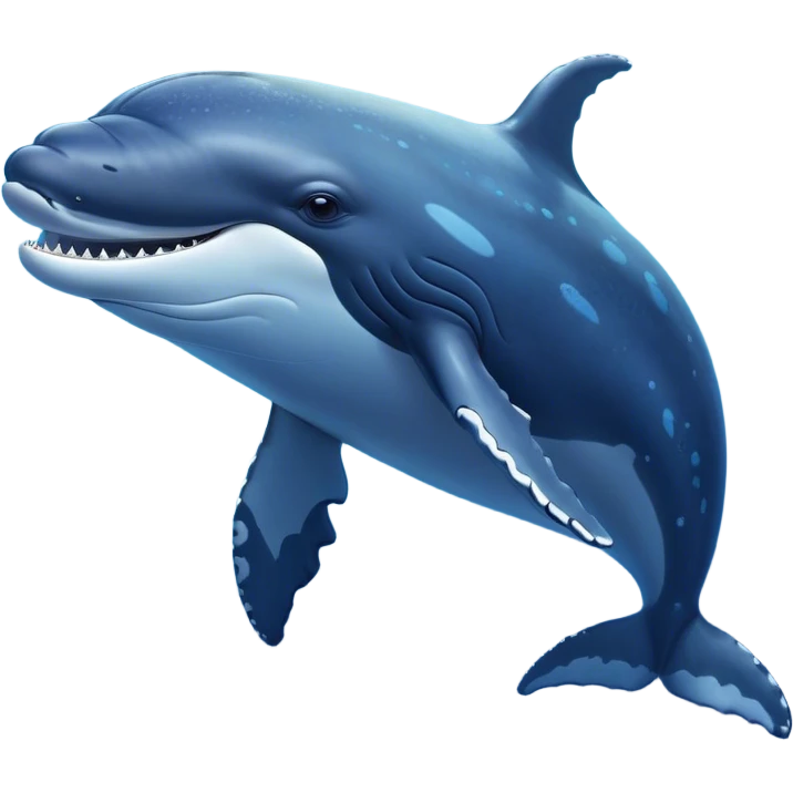 Cinematic Noble Humpback Whale Portrait Emoji, Poised and grand, with an enormous, barnacle-speckled blue-gray body, soulful, wise eyes, and a deeply serene presence, Simplified yet sharp and sophisticated features, highly detailed, glowing with a soft oceanic radiance, high shine, intelligent and powerful, stylized with an air of deep-sea mystery, focused and regal, soft glowing outline, capturing the essence of a legendary giant of the ocean that appears ready to glide majestically through the waves with effortless grace! emoji