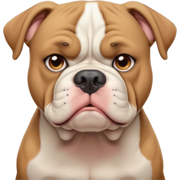 Cinematic Meme-Worthy Grumpy Solid Tan American Bulldog Portrait Emoji, Head held high but eyes filled with dramatic disappointment, smooth tan fur with a furrowed brow forming an unmistakable scowl, floppy ears slightly angled back in disapproval, piercing brown eyes glaring with pure exasperation, Simplified yet hilariously over-exaggerated features, highly detailed, glowing with an aura of supreme annoyance, high shine, exhausted yet judgmental, stylized with an almost regal pettiness, bright but brooding, soft glowing outline, capturing the essence of a pup that has seen it all and is thoroughly unimpressed, so meme-worthy it feels like it could instantly become the next viral sensation of grumpiness! emoji