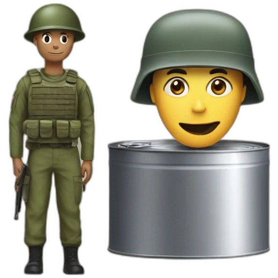 Can with soldier emoji
