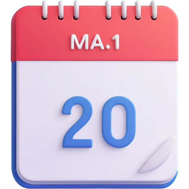 calendar icon, 3D style, vibrant and eye-catching emoji
