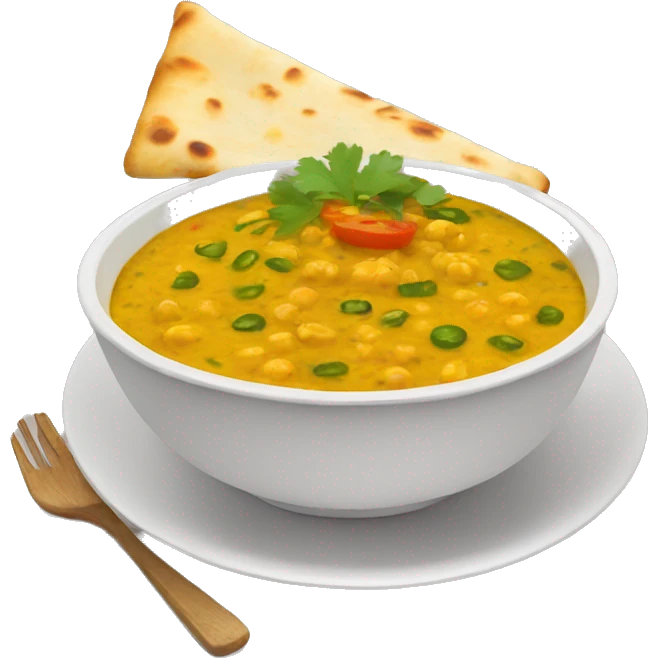bowl of Dahl with roti on a side plate emoji