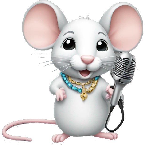 mouse with a microphone and necklace  emoji