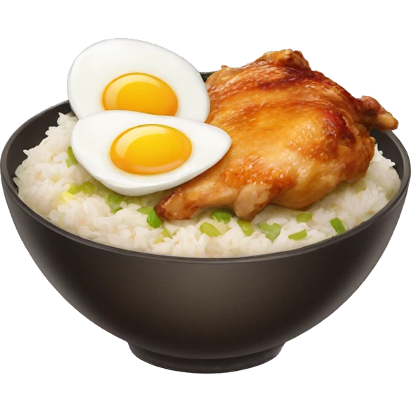 chicken thigh rice bowl with two eggs emoji