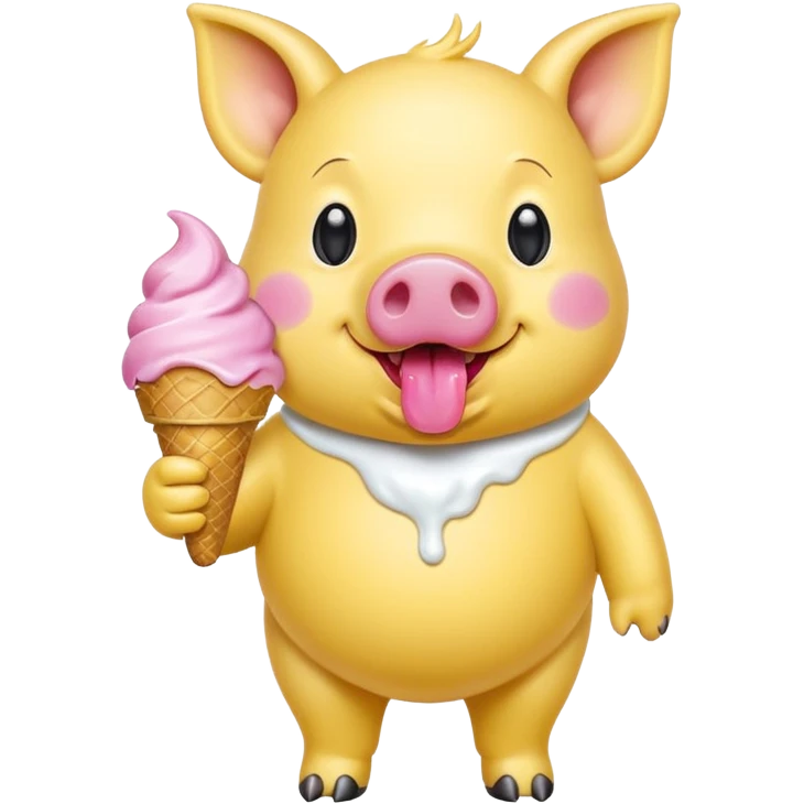 yellow pig with ice cream emoji