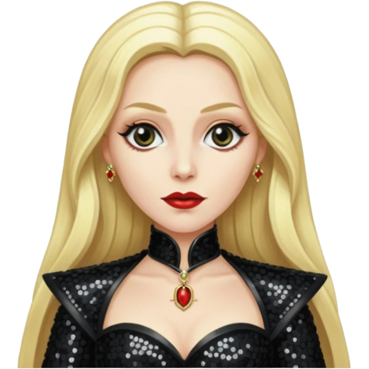 Countess Dracula with long blonde hair and black sequin outfit emoji