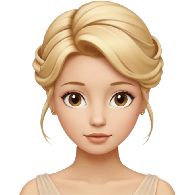 Cinematic Realistic Rococo Portrait, depicted with lifelike skin texture, subtle rosy undertones, and soft natural lighting that enhances the gentle contours of her face. Her intricately detailed golden blonde hair is elegantly styled in an updo, with delicate wisps framing her face.  emoji