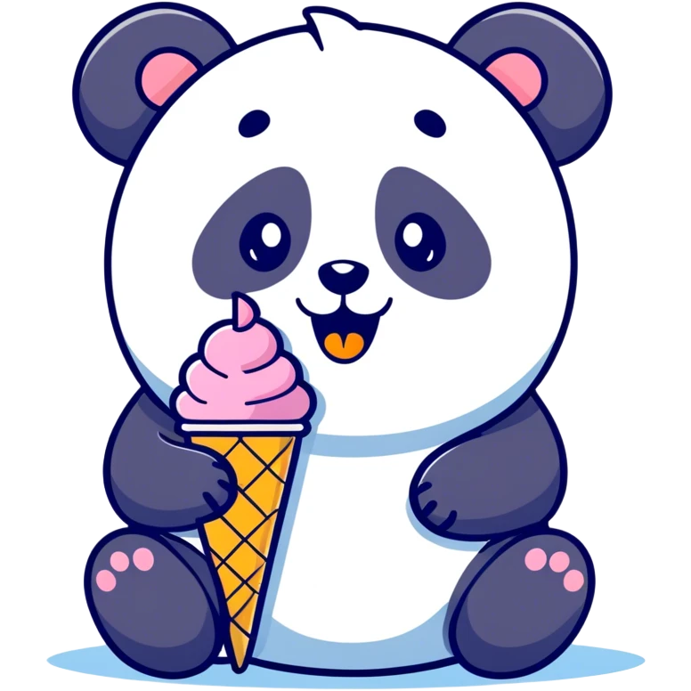 Panda eating ice cream emoji