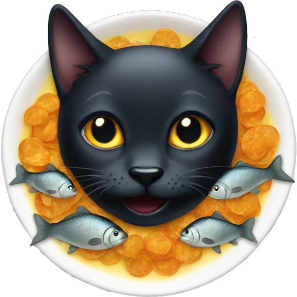 black cat eating fish emoji