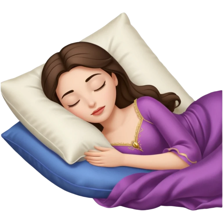sleeping beauty brunette white girl with a silk pillow emoji