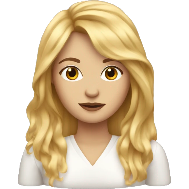 White women with curtain bangs and long golden hair emoji