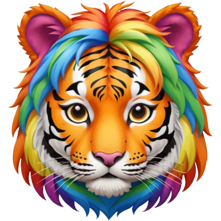 tiger with rainbow wigs emoji