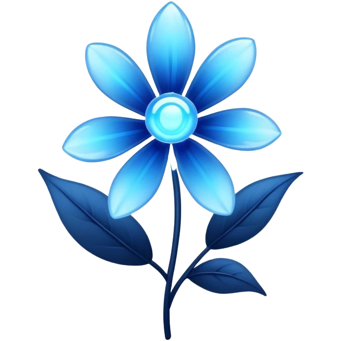 navy blue flowers with a light blue glowing aura emoji