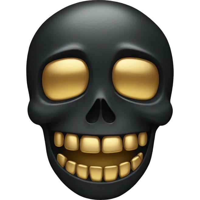 Black skull smiling with gold teeth emoji