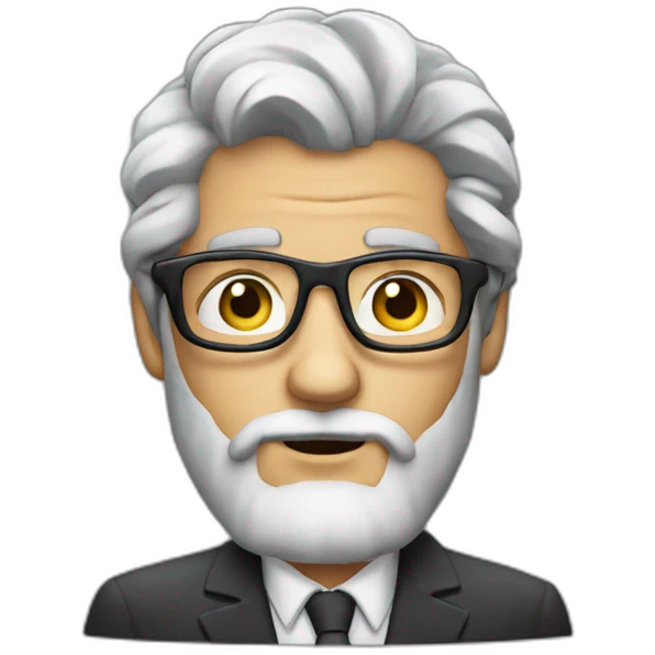 Boss gray hair glasses and beard who smoke with money emoji
