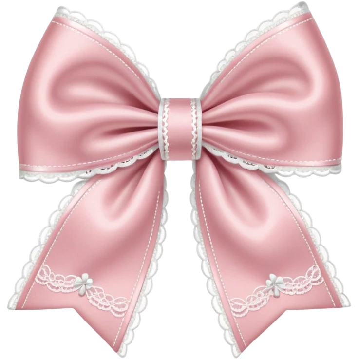 light pink bow with white lace emoji