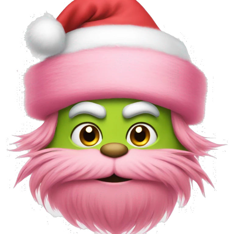 Grinch wearing pink Santa hat emoji