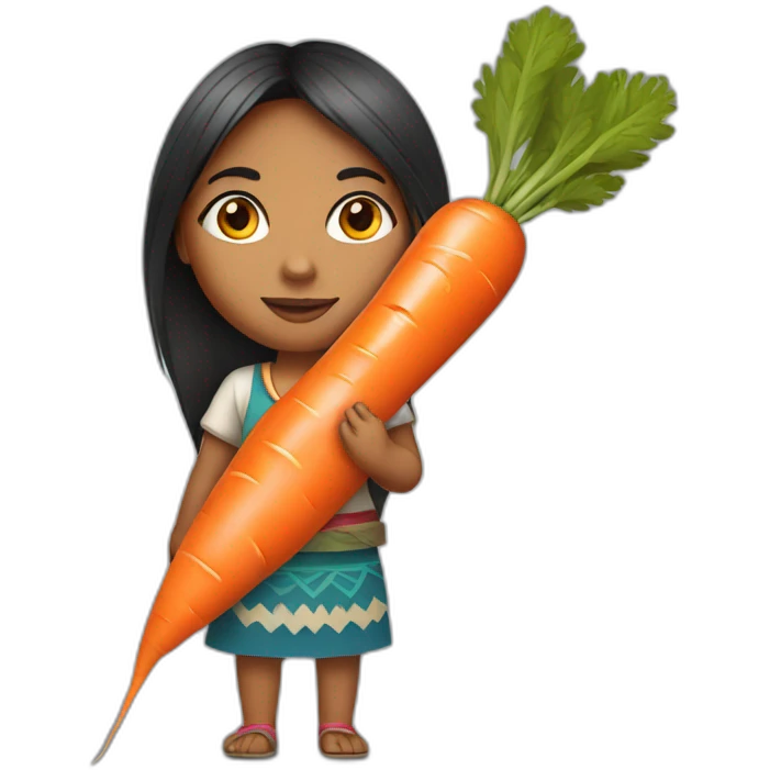 indigenous girl with big carrot emoji