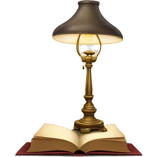vintage lamp with open book emoji