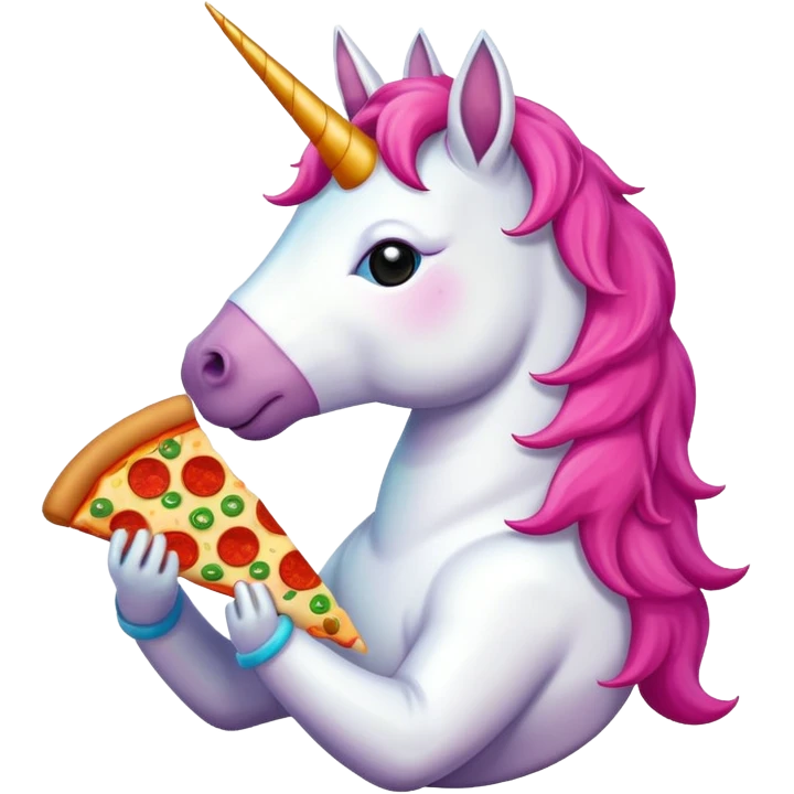 Unicorn eating pizza emoji
