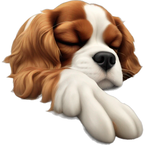 Cavalier King Charles spaniel sleeping on back emoji