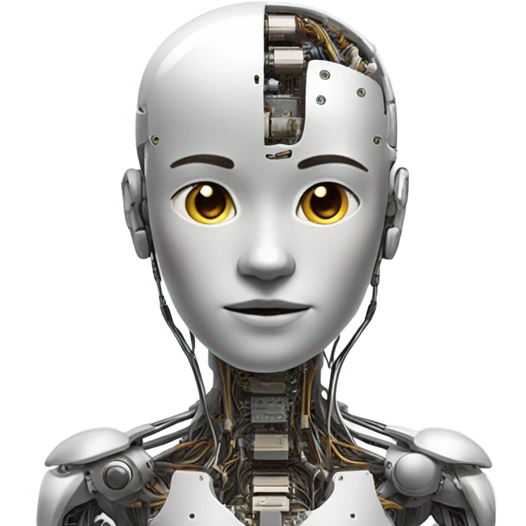 half robot, half human emoji