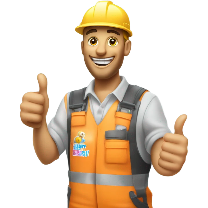 Spray foam worker saying Happy Birthday  emoji