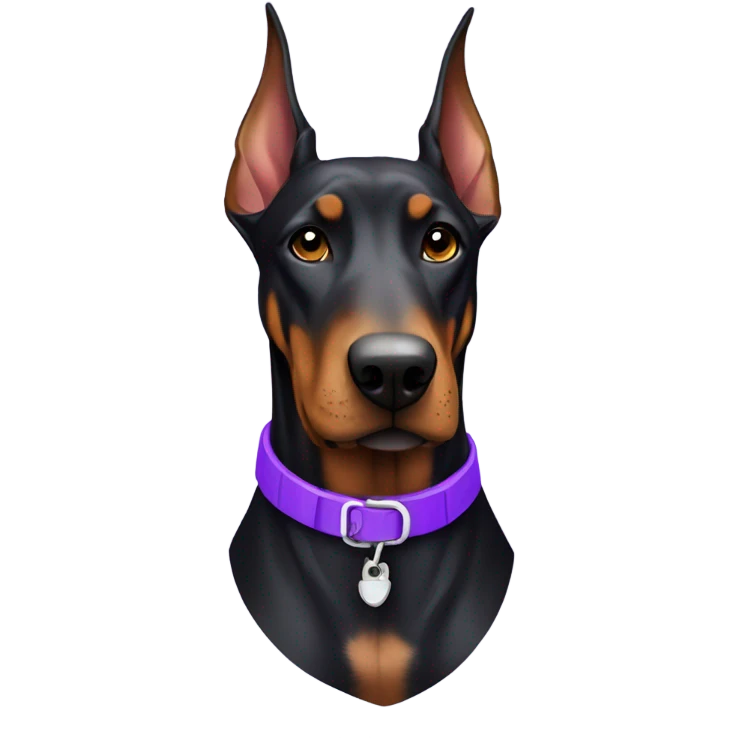 realistic doberman with purple collar emoji