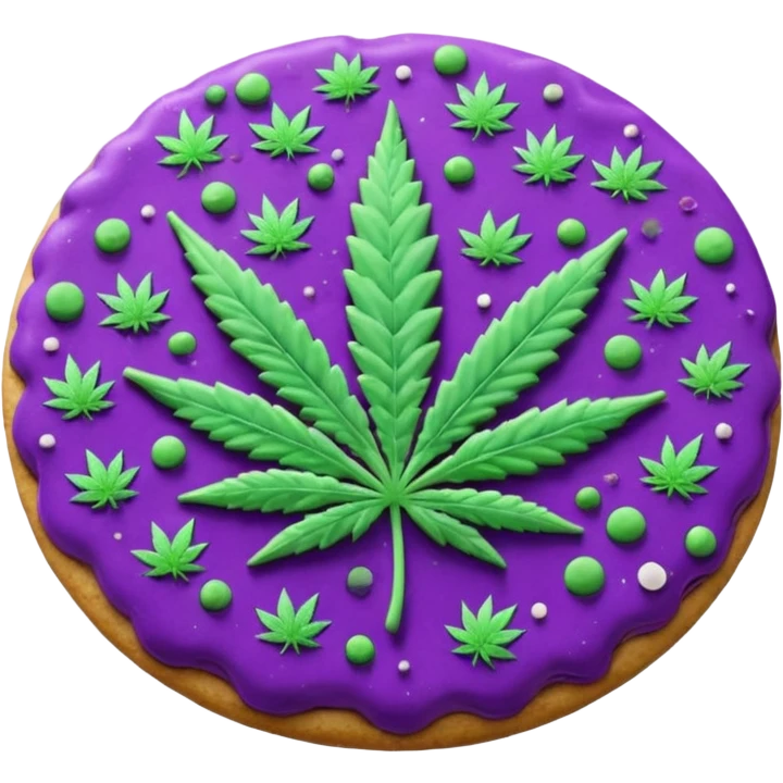 purple space cookies with cannabis leaf emoji