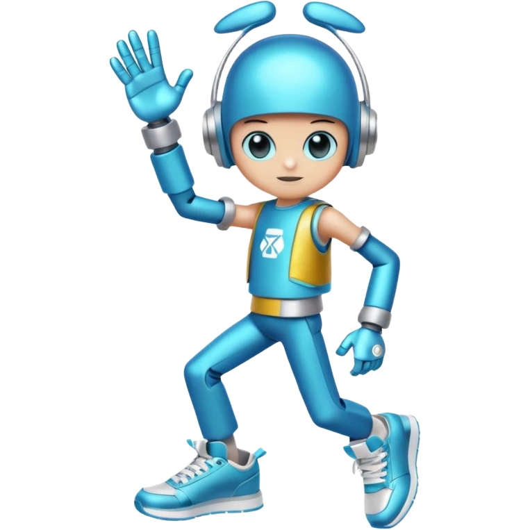 A teenage robot in bright teenage clothes and sneakers emoji