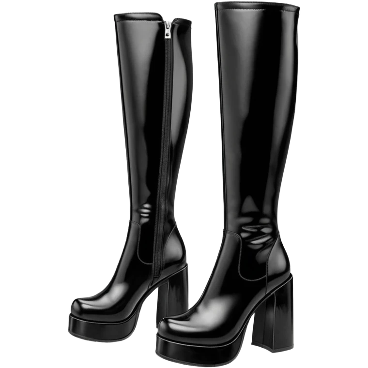Black patent Demonia block heel knee-high boots  emoji